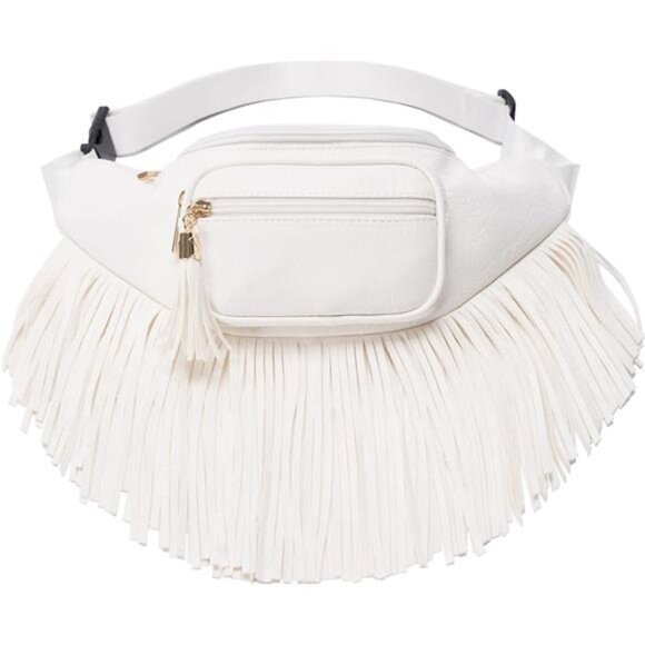Women Fringe Waist Bag Fanny Pack Multi Zipper Hip Pack Travel Festival Purse - Picture 1 of 8